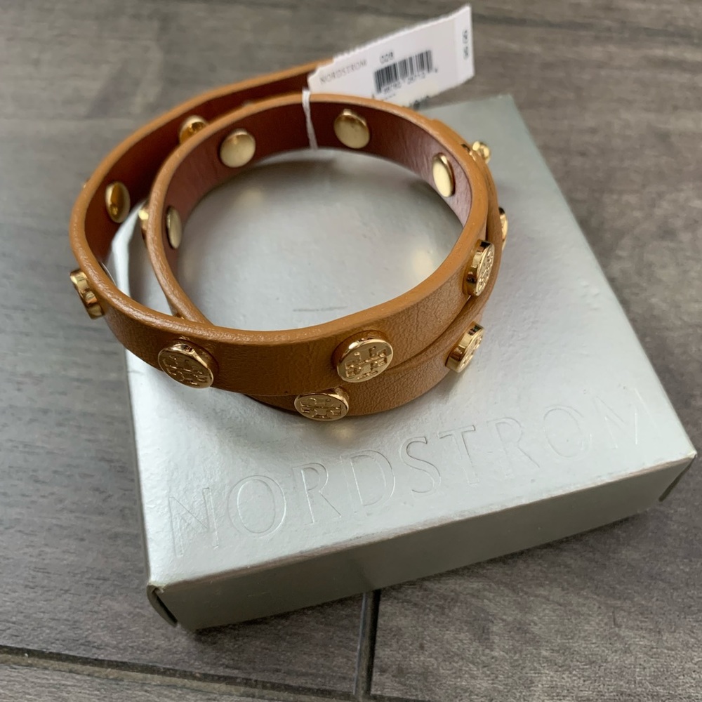 Tory Burch Double Wrap Logo Stud Bracelet